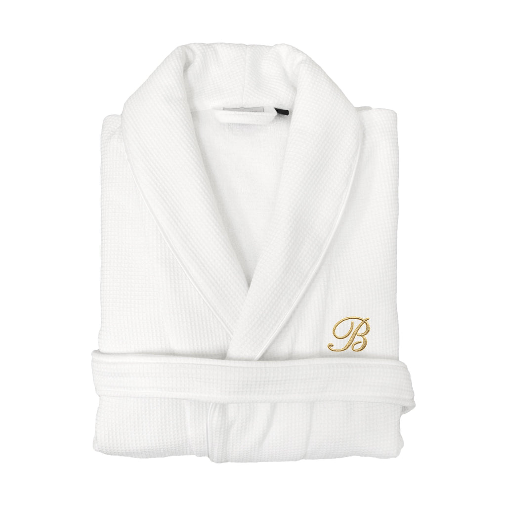 Gold Turkish Cotton Waffle Weave Terry Bath Robe F6046
