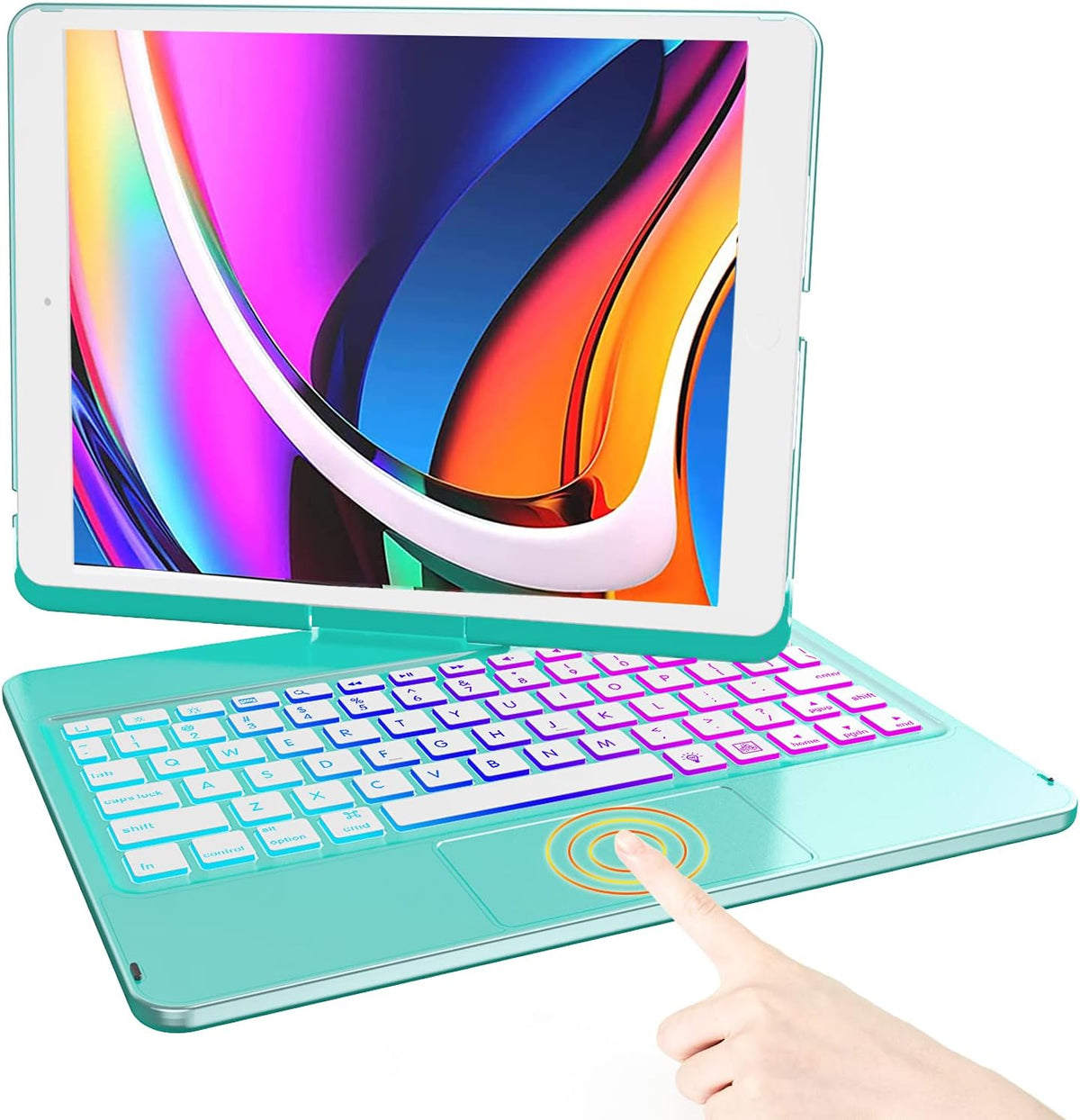 iPad 9th Generation Case with Keyboard and Pencil Holder, Backlit, Touchpad (Purple) F88967