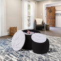 Black Round Coffee Table Set of 2 Nesting Storage Ottoman Velvet Fabric W473541