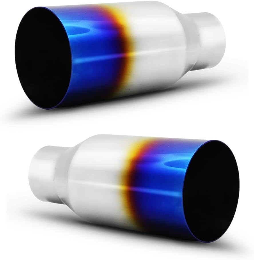 Black Stainless Steel Exhaust Tip 2PCS 2.5" Inlet 4" Outlet 9" Long Weld On O92167