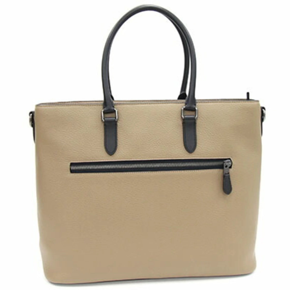 Khaki Black Leather Tote Bag U81300