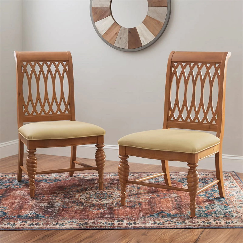 Natural Brown Faux Leather Chairs Set of 2 U273