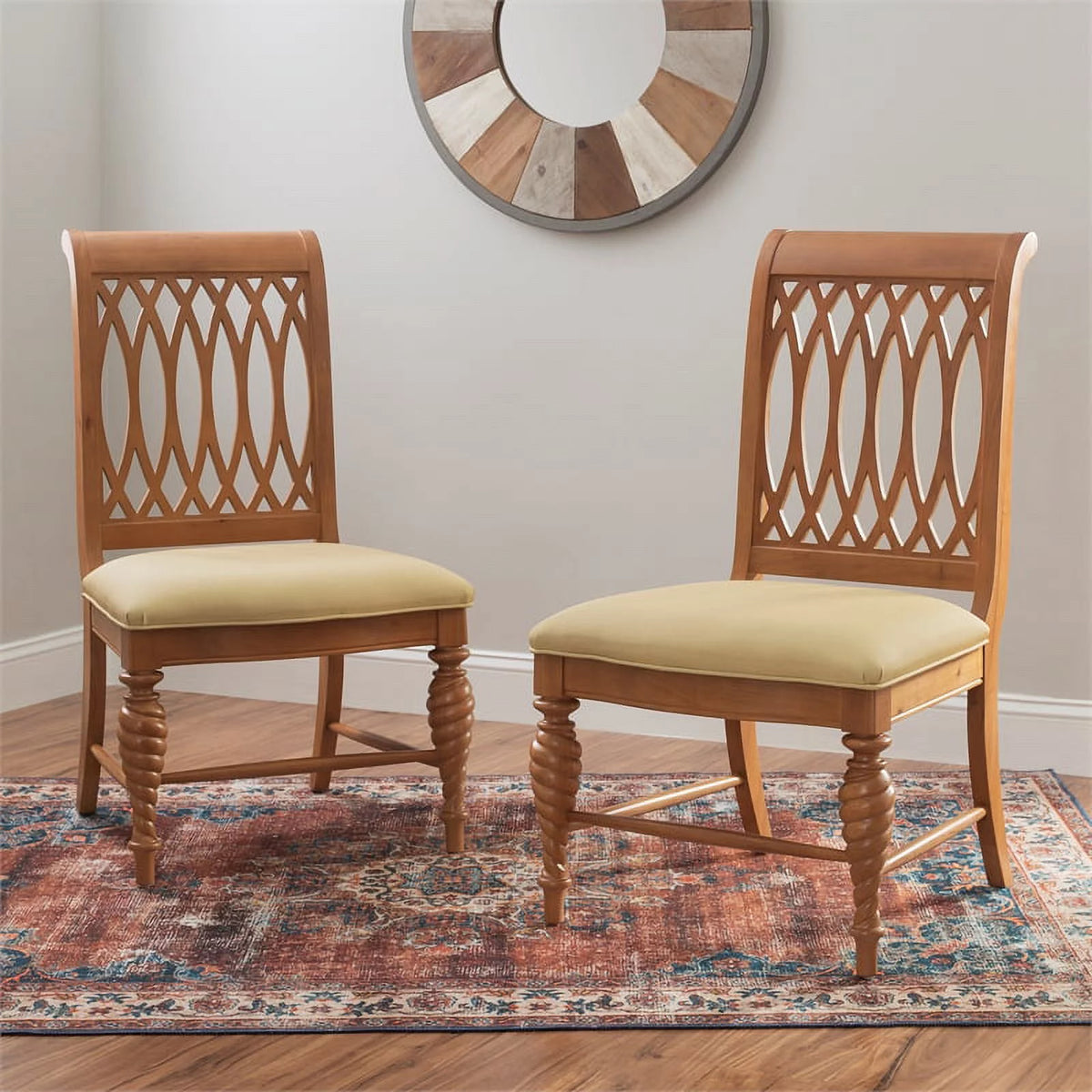 Natural Brown Faux Leather Chairs Set of 2 U273