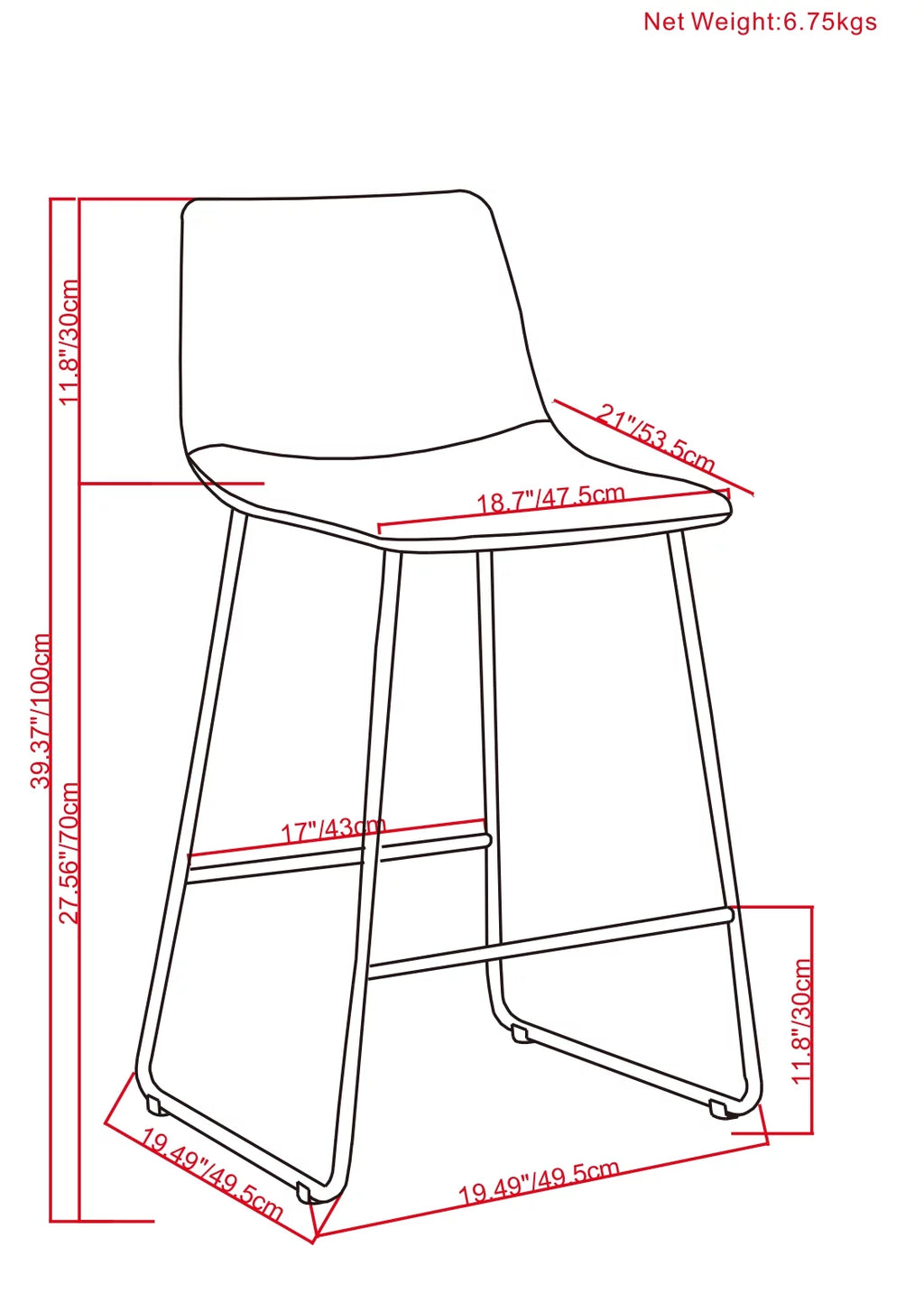 Distressed Charcoal Grey Faux Leather Bar Stool Set of 2 M865