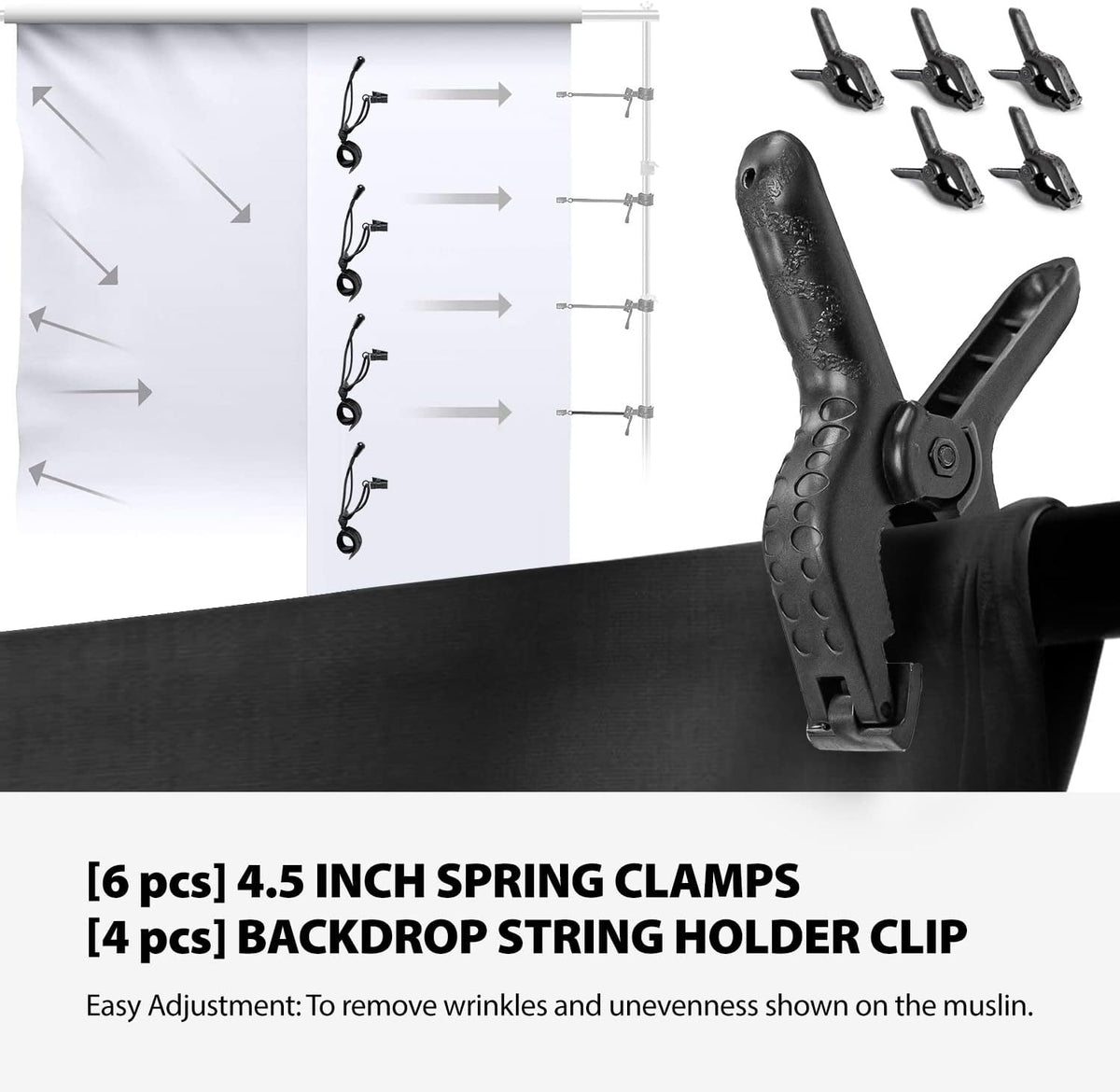 10 ft. Backdrop Support System and 800W 6500K Softbox Umbrella Background Continuous Lighting Kit with Carry Bag K326074