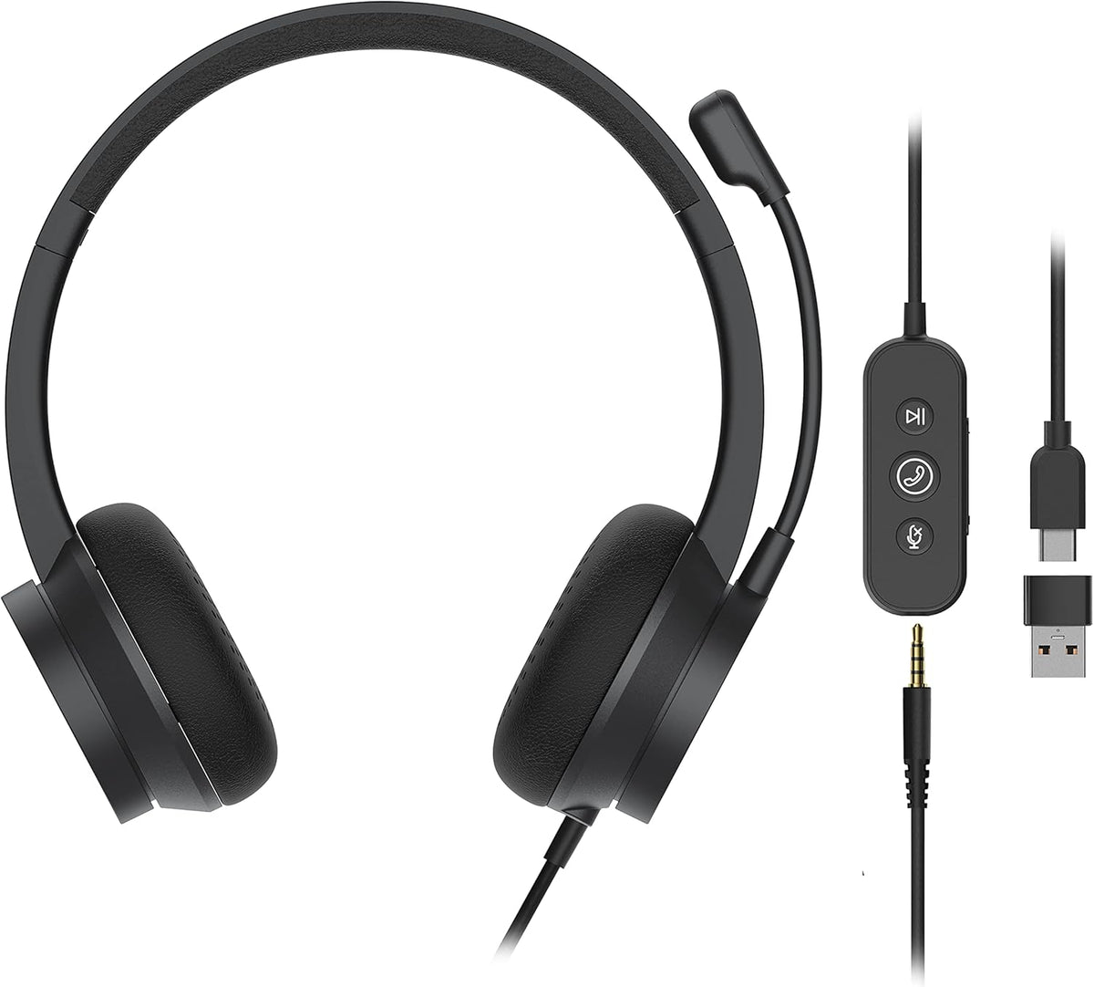 Pack of 2 Wired USB Computer Headset with Microphone I349339