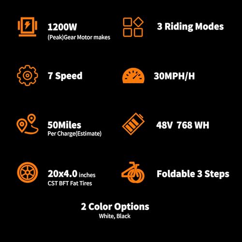 750W 48V 768WH Removable Battery Foldable 20''×4.0" Fat Tire Electric Bike P85642