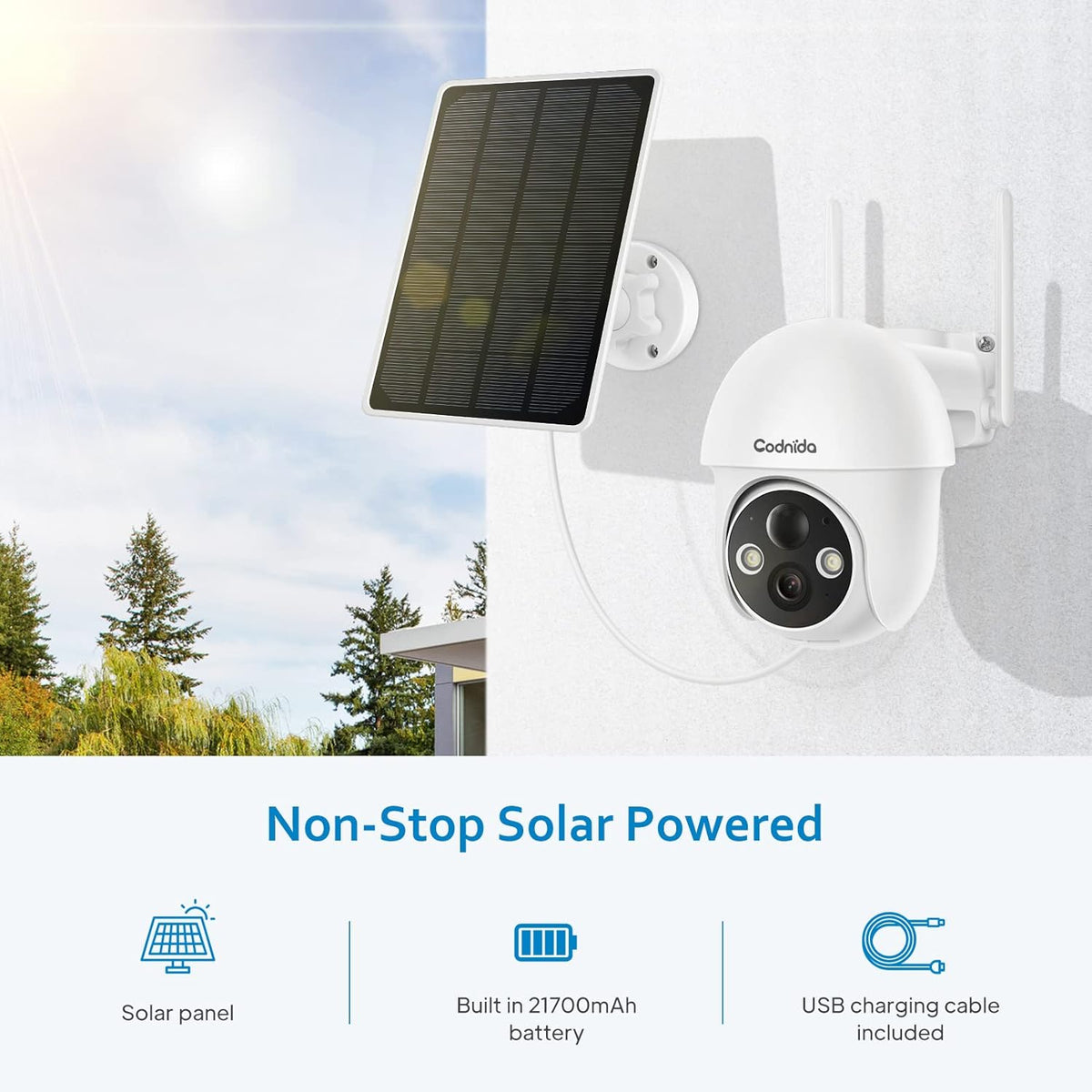 Wireless Outdoor Solar Security Camera with Night Vision Q7969