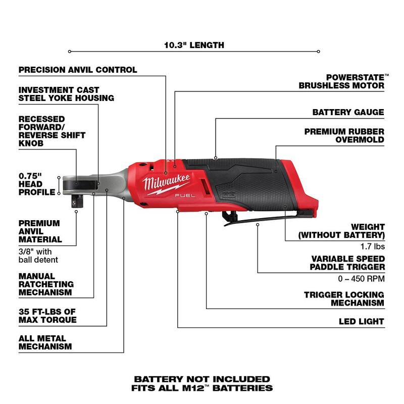 12V Lithium-Ion Brushless Cordless 3/8 in. Impact Wrench Kit & 3/8 in. Ratchet T626657