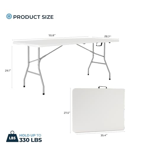 6ft Heavy Duty Folding Table with Carrying Handle A9293