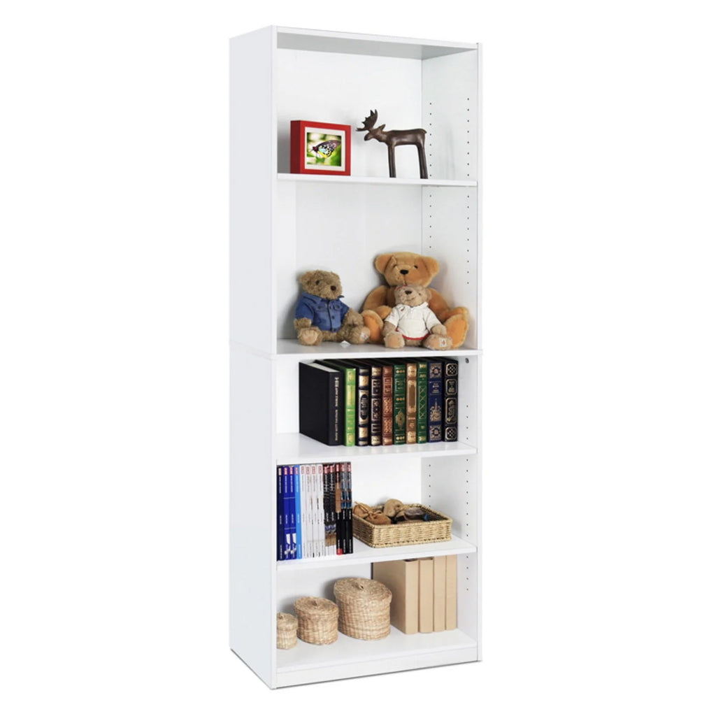 White 5-Shelf Engineered Wood Bookcase W6925