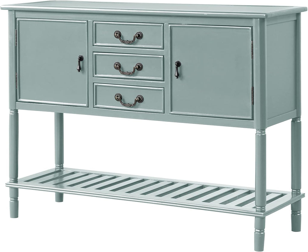 Solid Wood Console Table with 3 Drawers, 2 Cabinet and 1 Shelf J378