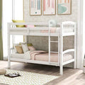 Twin Over Twin Solid Wood Bunk Bed with Ladder (White) A2786