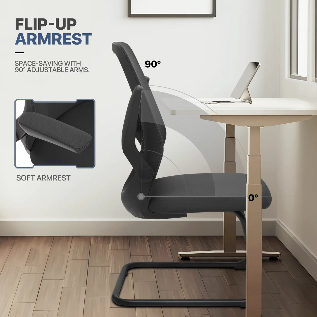Black Set of 2 Mesh Office Chair with Lumbar Support I132554