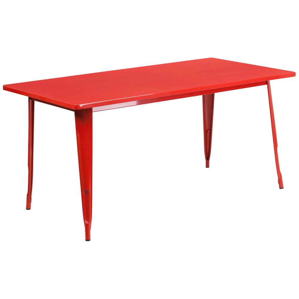 Red Rectangle Metal Outdoor Bistro Table V523020