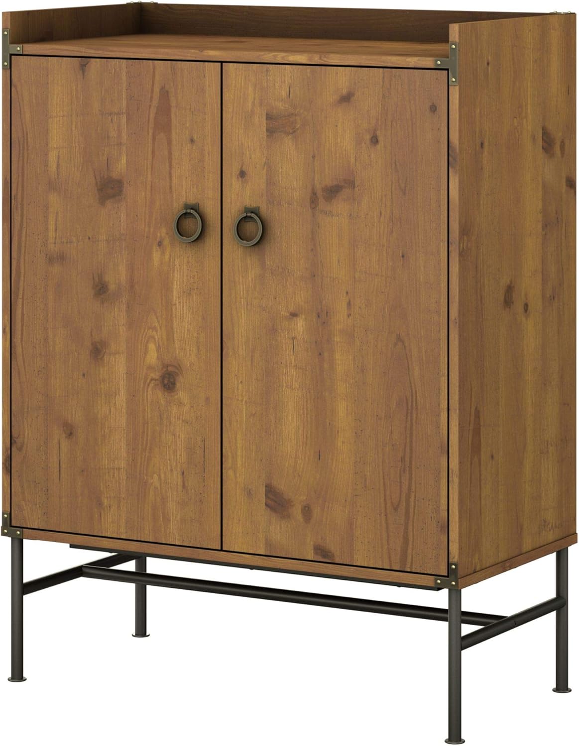 Vintage Golden Pine Storage Cabinet with Doors C57215