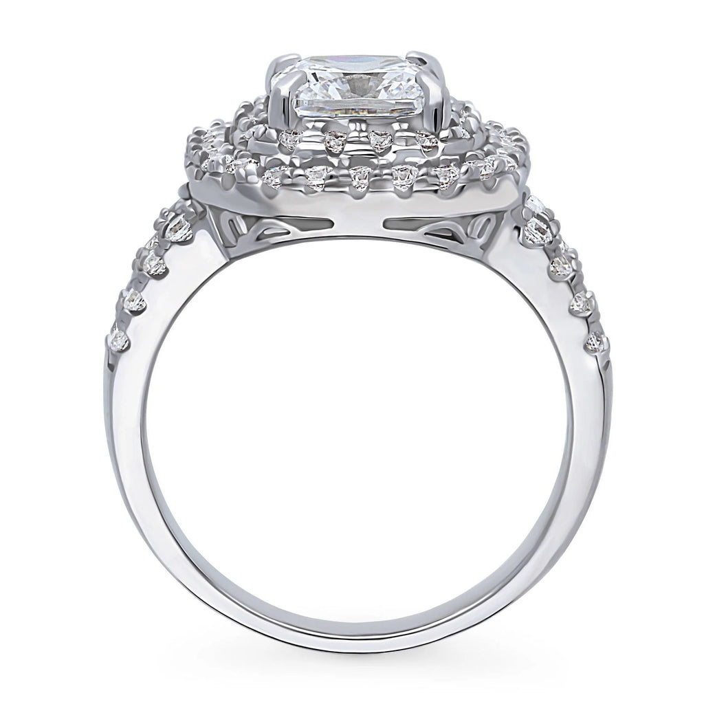 Sterling Silver Cushion Cut Cubic Zirconia Split Shank Ring E53207