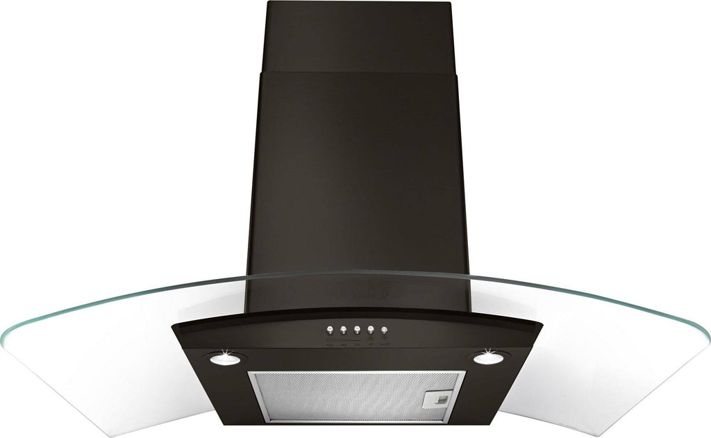 Black Stainless Concave Glass Wall Mount Range Hood M536