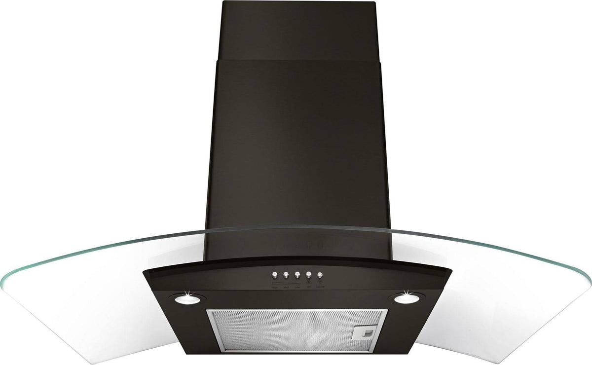 Black Stainless Concave Glass Wall Mount Range Hood M536