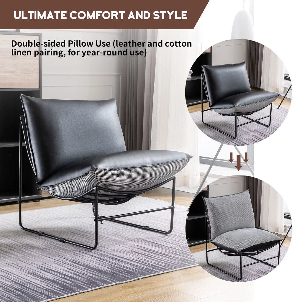 Metal Framed Accent Chair with Pillow P79312