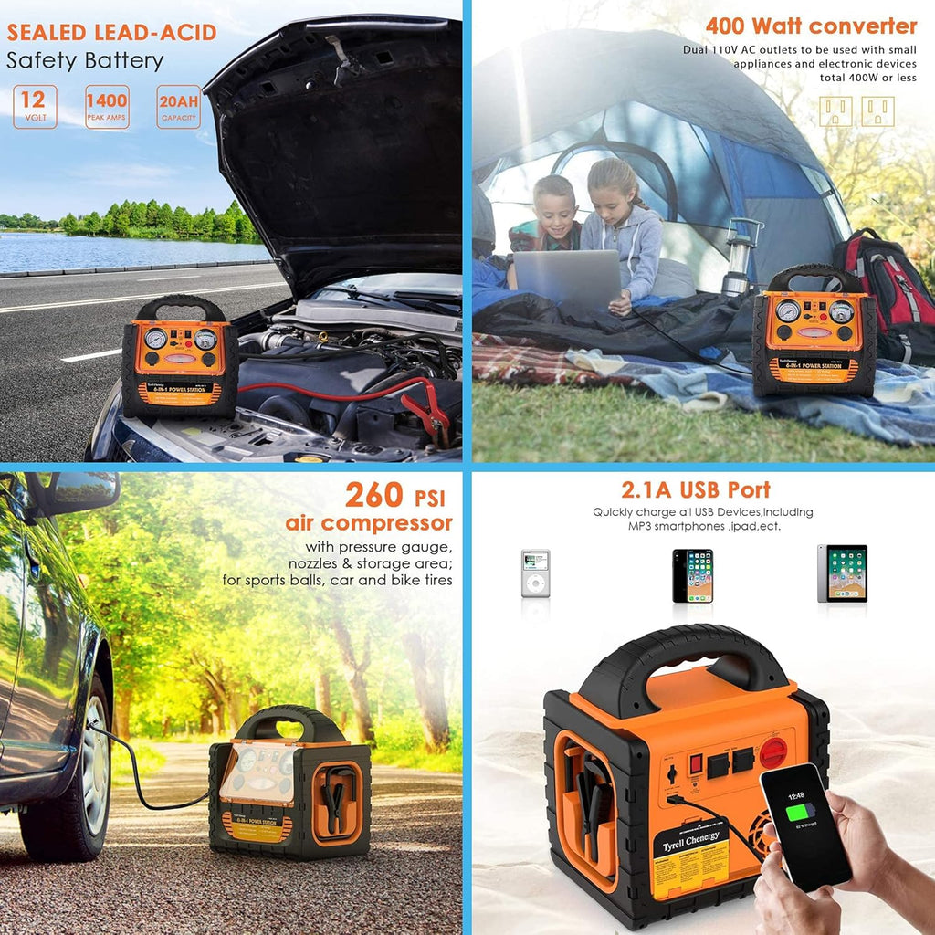 Portable Car Jump Starter 1400 Amp Power Station with AC Outlets 400W X761056