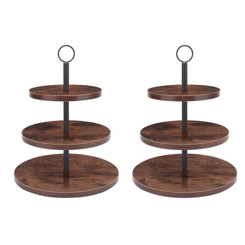 2 Set 3 Tier Cupcake Stand, Wood Veneer Serving Tray, 8"x10"x12" M476487