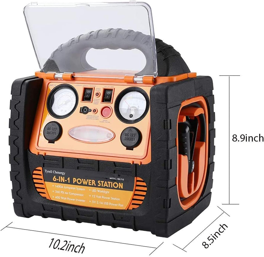 Portable Car Jump Starter 1400 Amp Power Station with AC Outlets 400W X761056