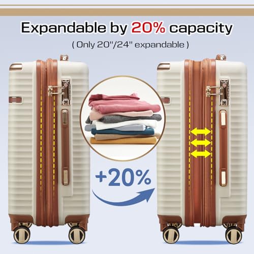 3 Piece Expandable Hard Shell Suitcase Set with Spinner Wheels and TSA Lock C353122