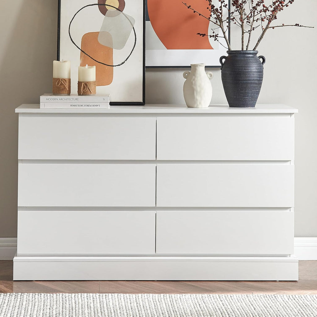 White 6 Drawer Wood Dresser O199