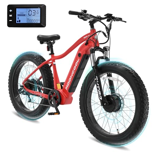 26" x 4" Fat Tire Electric Mountain Bike with 48V 15Ah Removable Battery, 7 Speed Dual Motor Aluminum Ebike Z1437