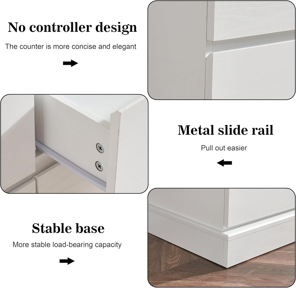 White 6 Drawer Wood Dresser O199