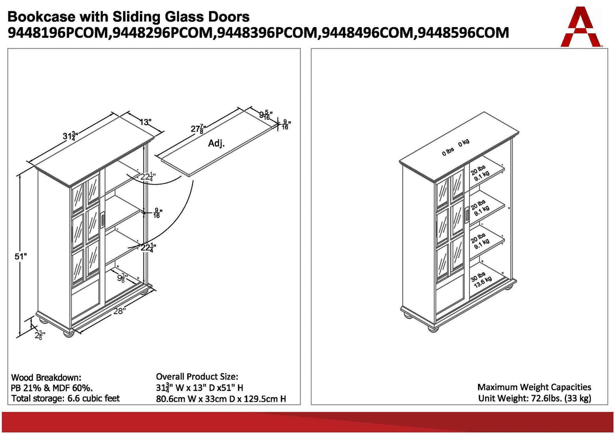 Soft Gray Bookcase with Sliding Glass Doors N86773