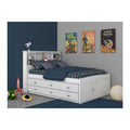Solid Pine Bookcase Bed in Casual White Q384635