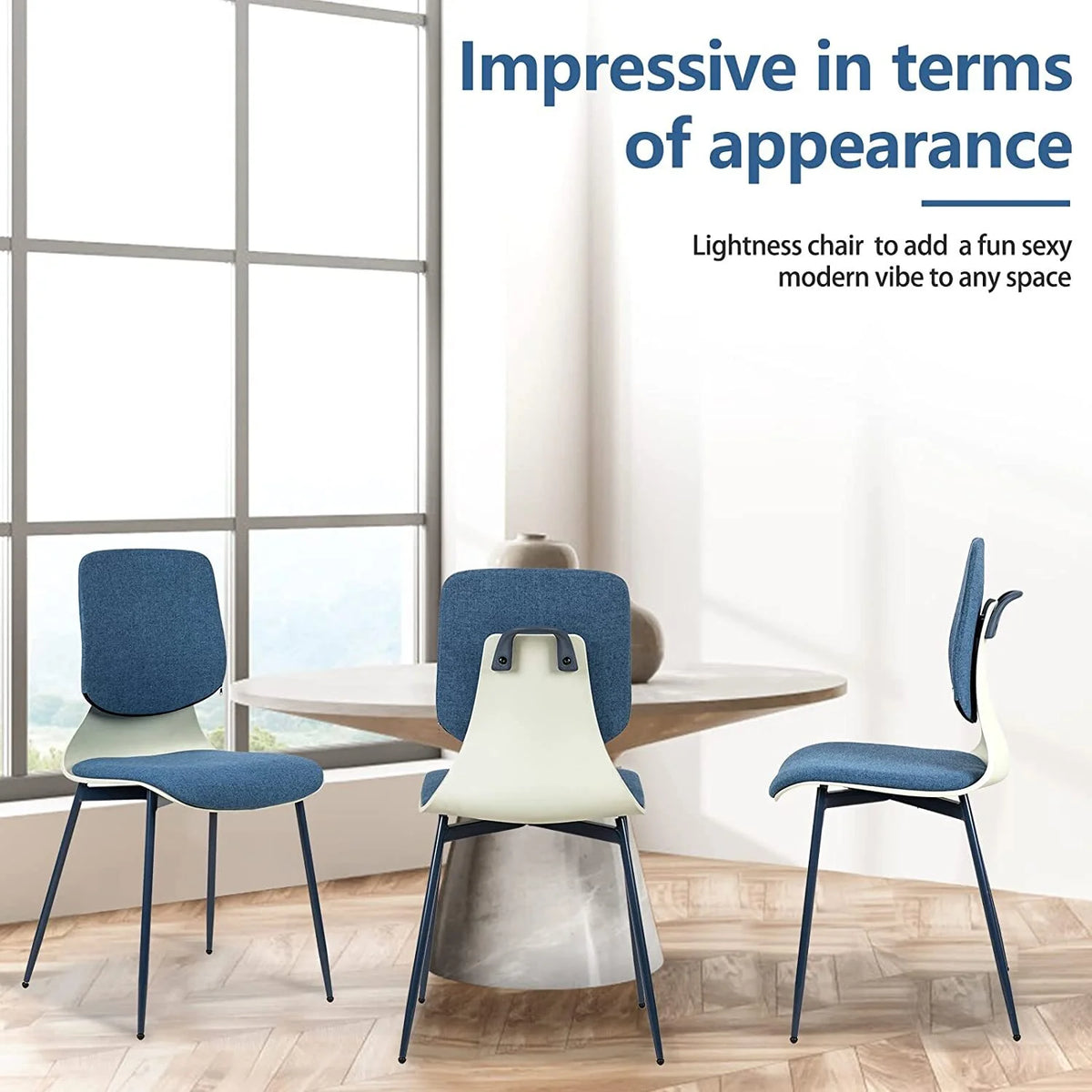 Blue Upholstered Dining Chair with Iron Legs Set of 2 T745758