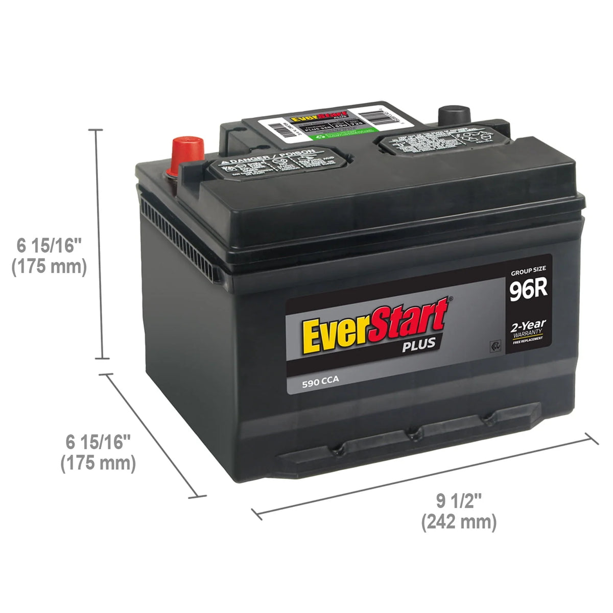 Lead Acid Automotive Battery Group Size 96R 12 Volt 590 CCA Y6067