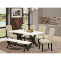 6-Pc Dining Table Set with Parson Chairs and Bench C593020