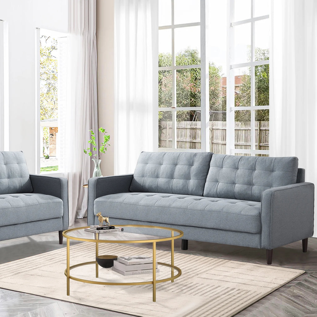 Green Velvet Tufted Sofa D876