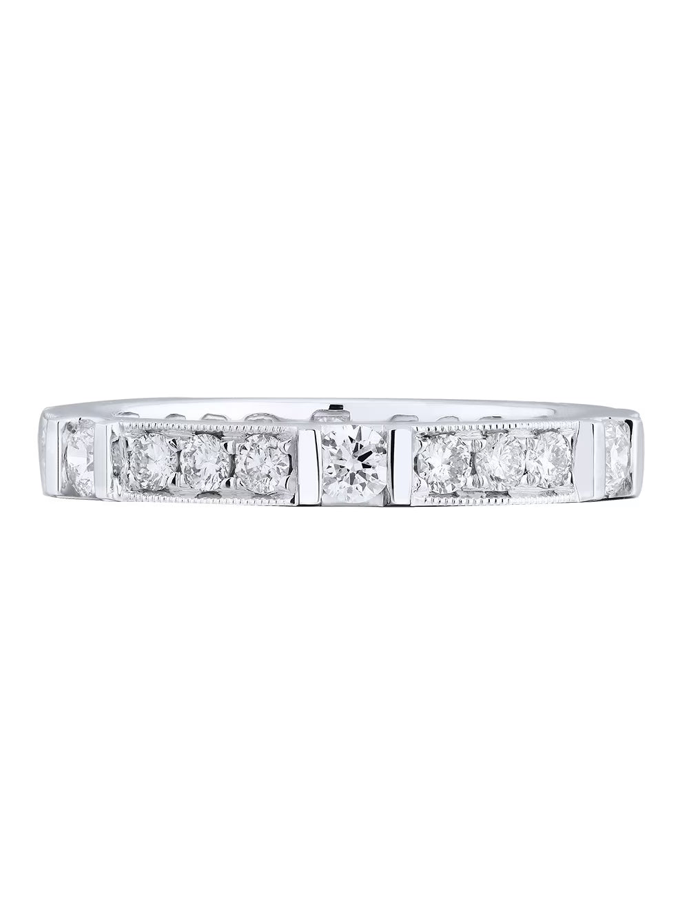 18K White Gold Pave Diamond Ladies Wedding Band Ring Size 6.5 0.77cttw B961