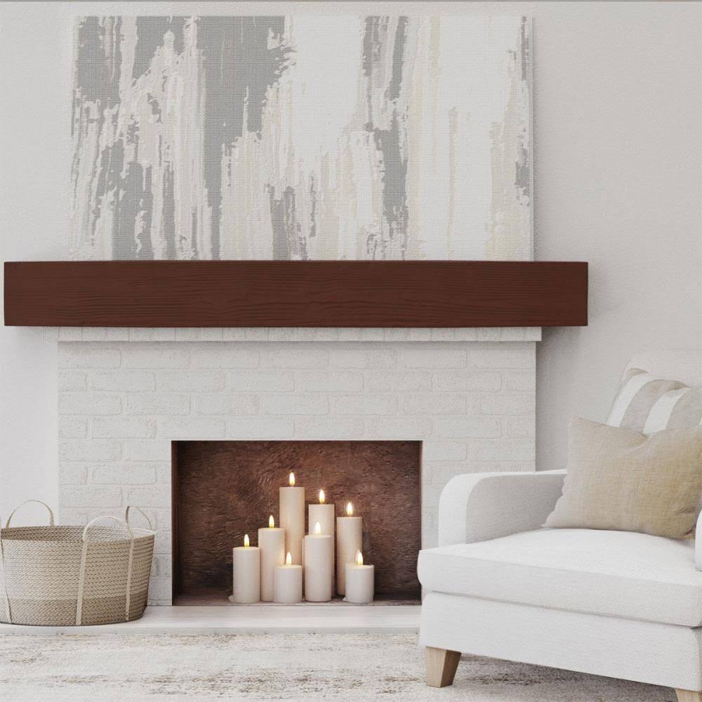 Natural Pecan Sandblasted Faux Wood Fireplace Mantel X942