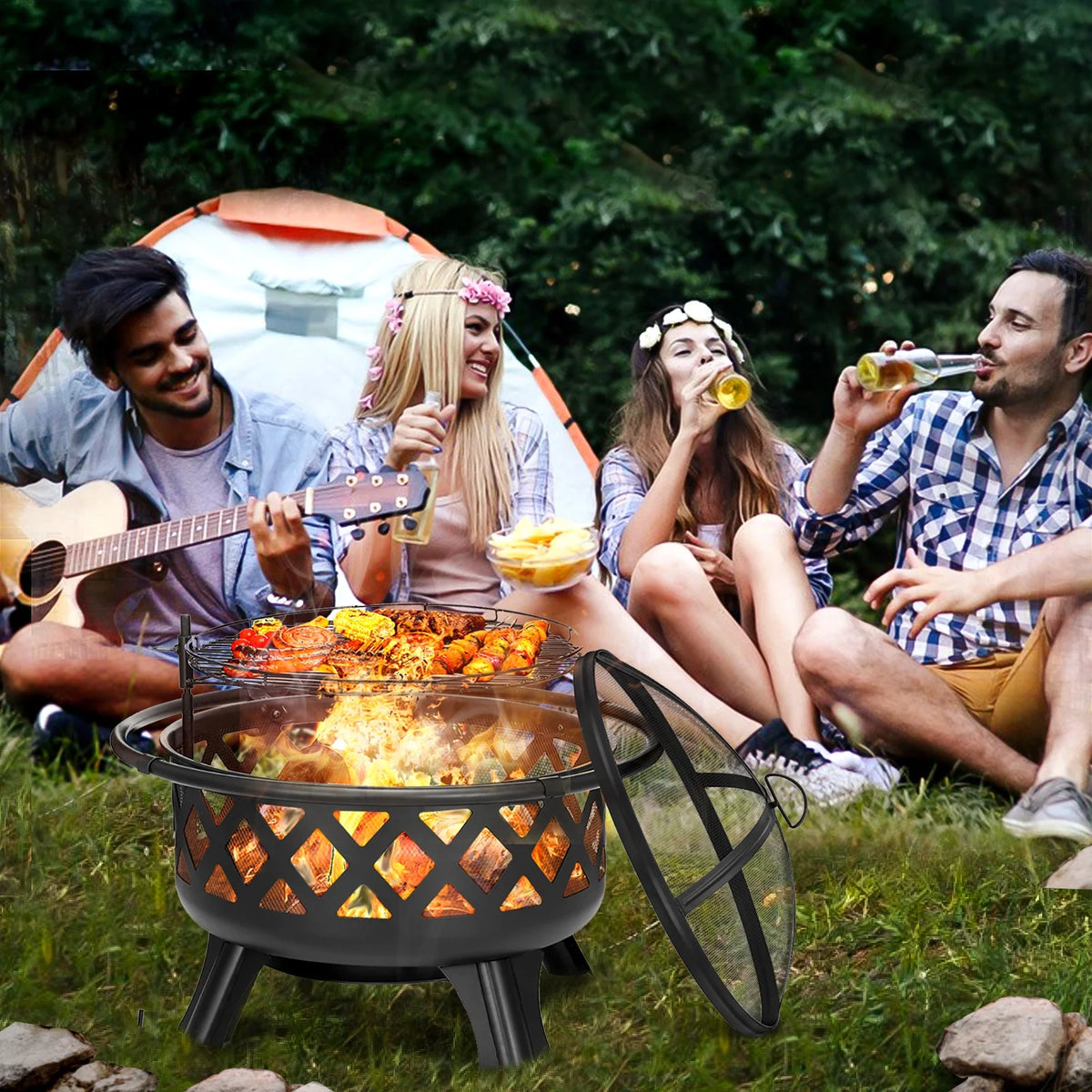 30 inch Wood Burning Fire Pit with Grate X789288