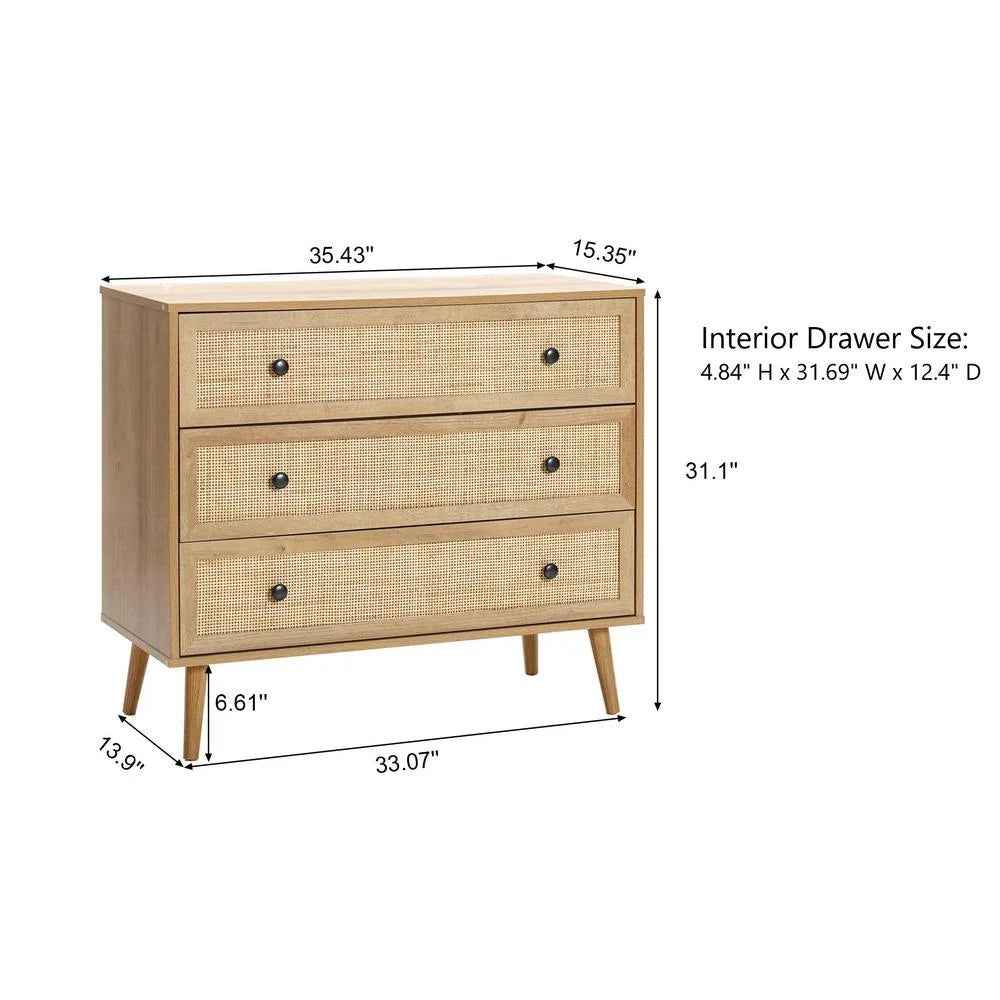 Light Oak Finish 3-Drawer Wood Dresser D920183