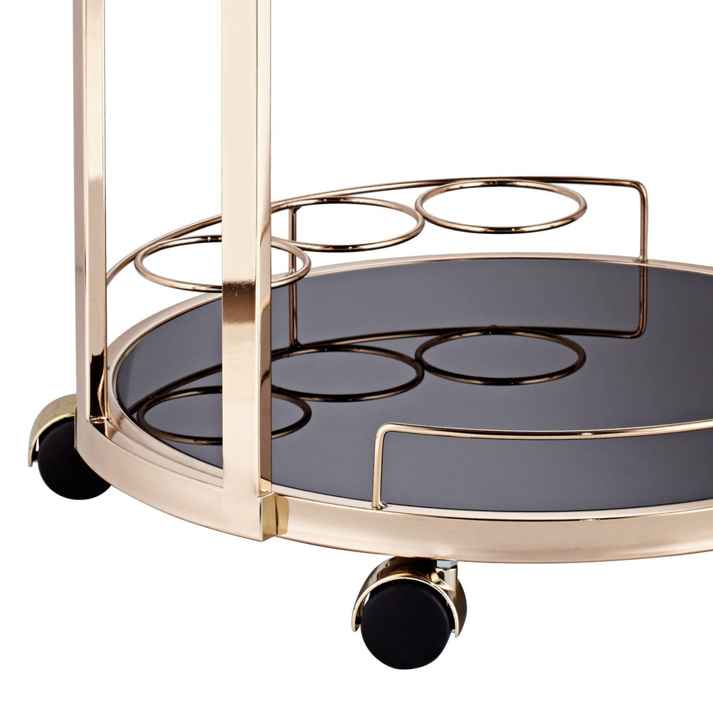 Round Black Glass Serving Cart M261