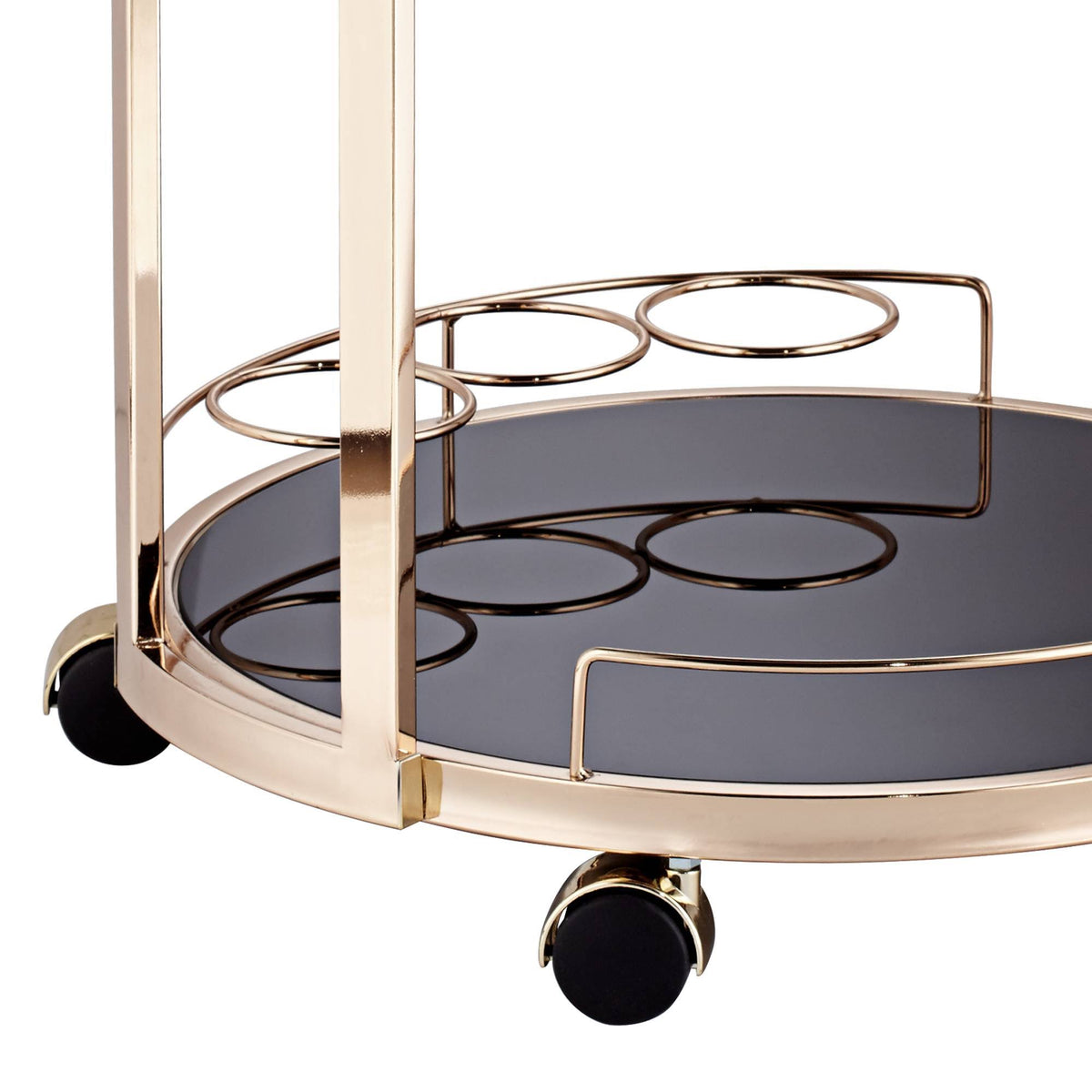 Round Black Glass Serving Cart M261