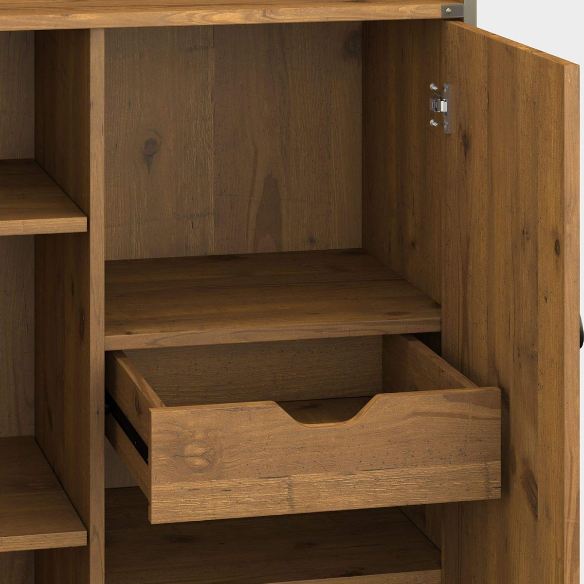 Vintage Golden Pine Storage Cabinet with Doors C57215