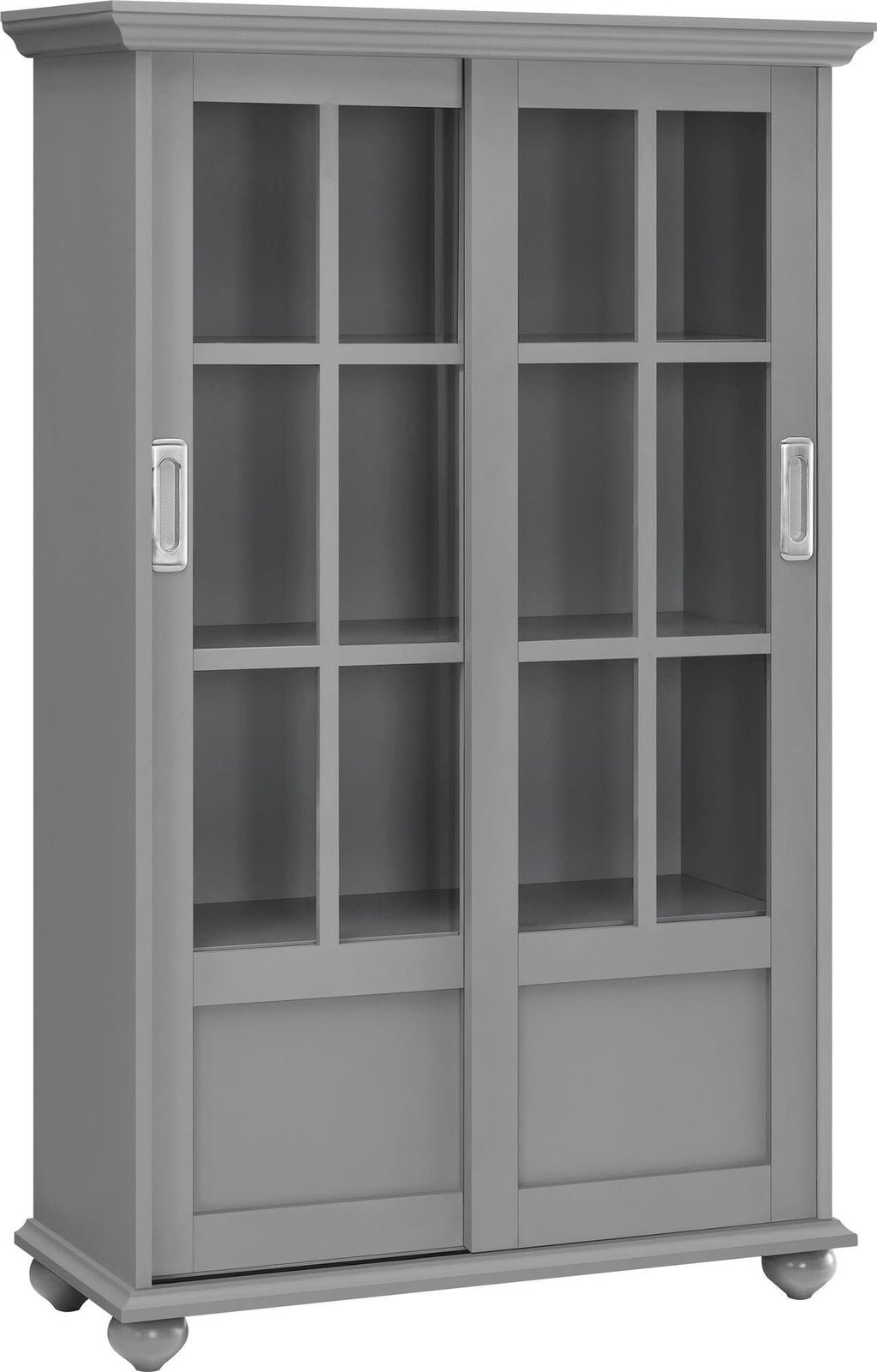 Soft Gray Bookcase with Sliding Glass Doors N86773