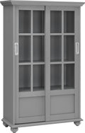 Soft Gray Bookcase with Sliding Glass Doors N86773