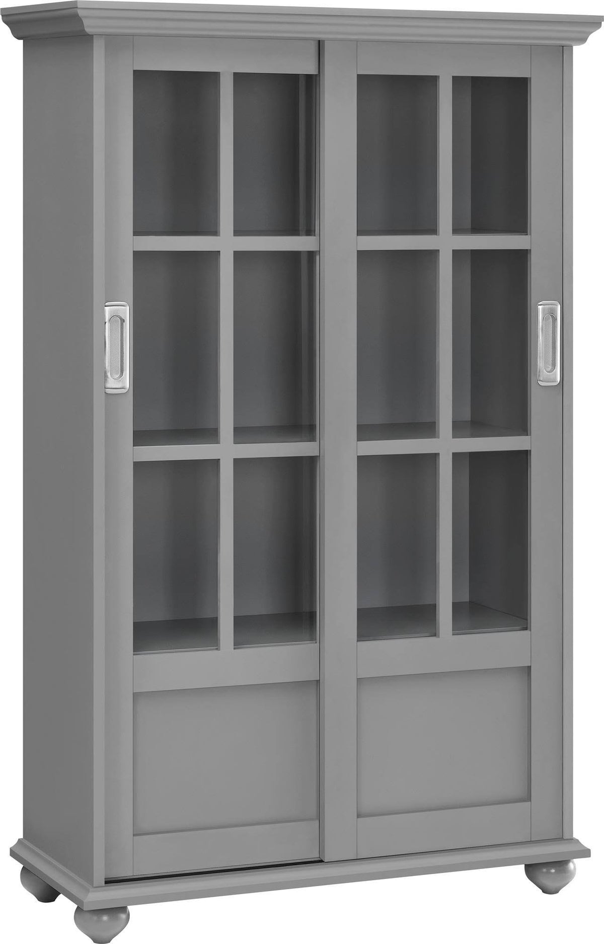 Soft Gray Bookcase with Sliding Glass Doors N86773