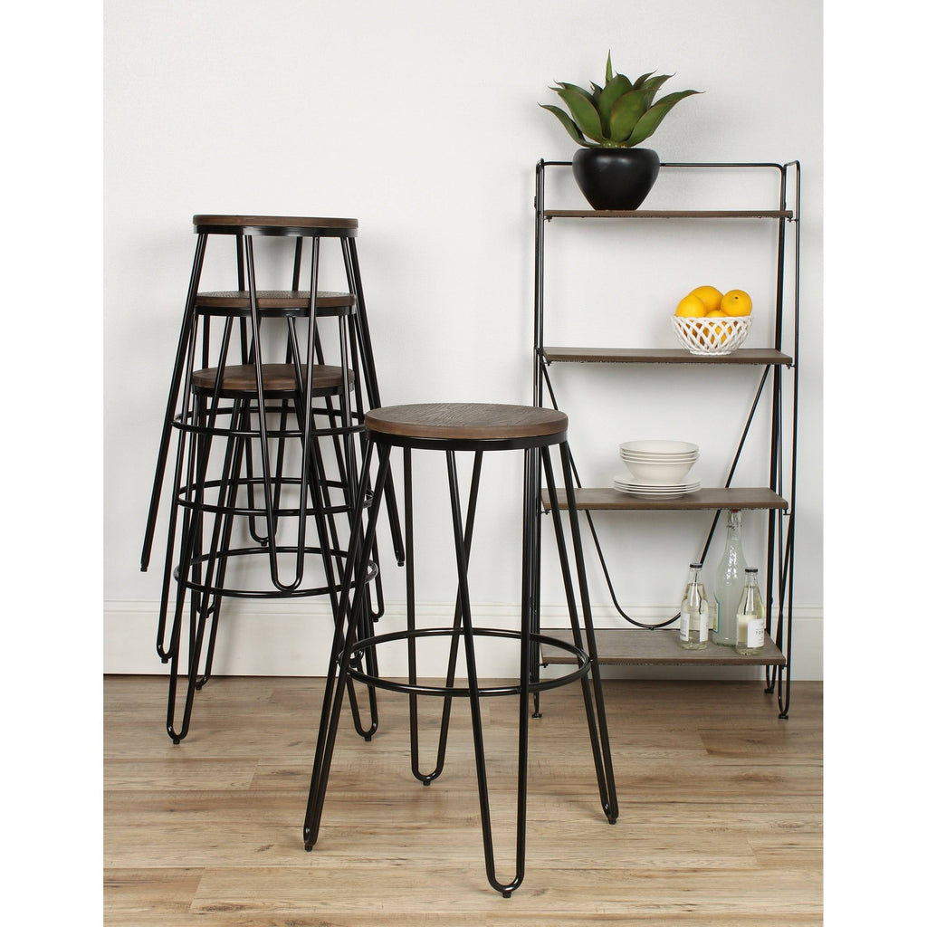 White Wood and Metal Bar Stools Set of 4 W760744