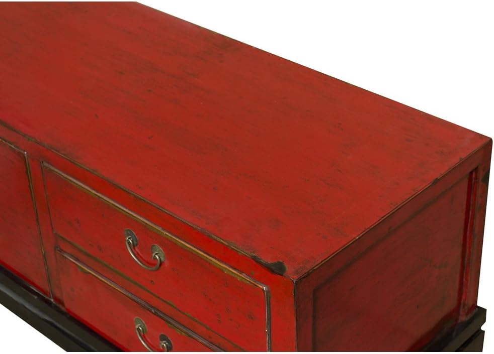 Distressed Red Media Cabinet C6147