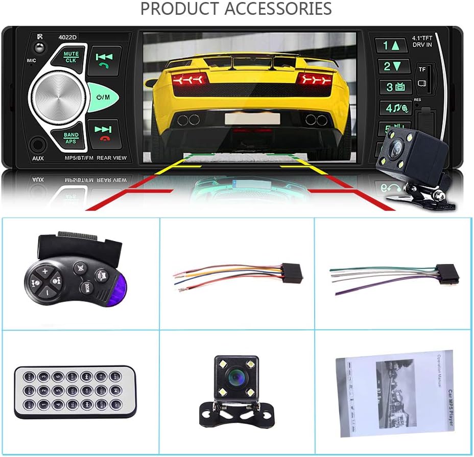 Single Din Car Stereo with Backup Camera U738